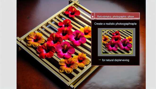 alt_text: "Vibrant hibiscus flowers on a drying rack, showcasing drying techniques for natural preservation."