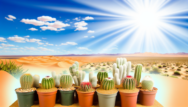alt_text: A vibrant cover showcasing diverse cacti, sunlight, and a desert backdrop for a blog on light needs.